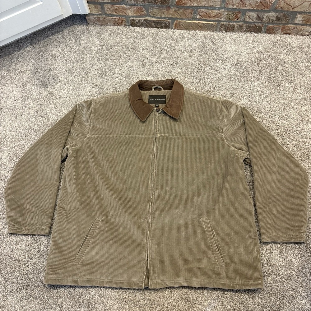 Croft Barrow Coat Jacket Mens 2XL Olive Green Full Zip Corduroy Detroit Bomber